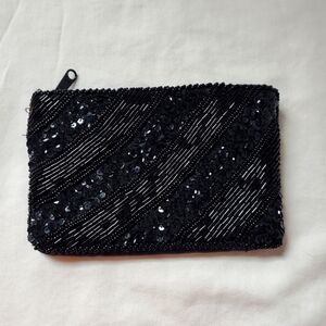 Elegant Black Mini Clutch With Sequins